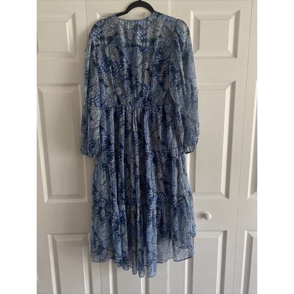 Joie Women's Medium Limited Edition Blue Tiered Parisian Pasiley Maxi Dress - Picture 7 of 11